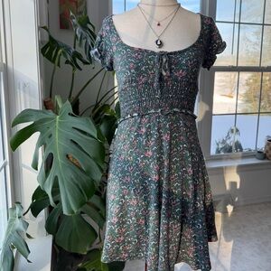 Floral Green and Pink Urban Outfitters Mini Dress